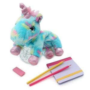 Pen+gear Multi-color Plush 3D Unicorn Pencil Pouch with Zip Compartment